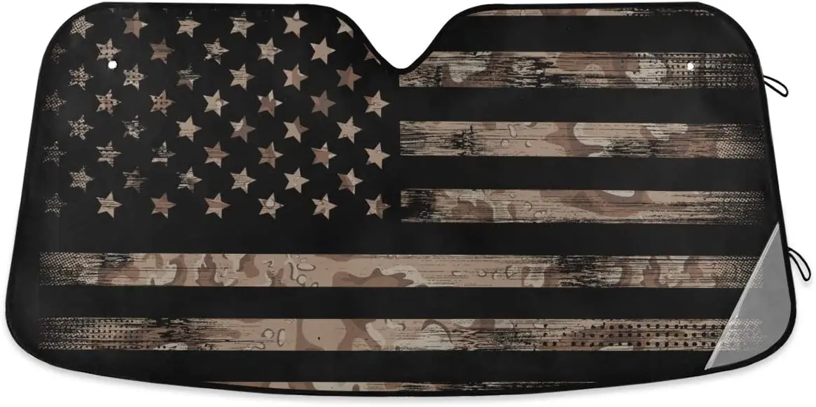 

Camouflage American USA Flag Car Windshield Sunshade Foldable Reflective Sun Shade Blocks UV Rays