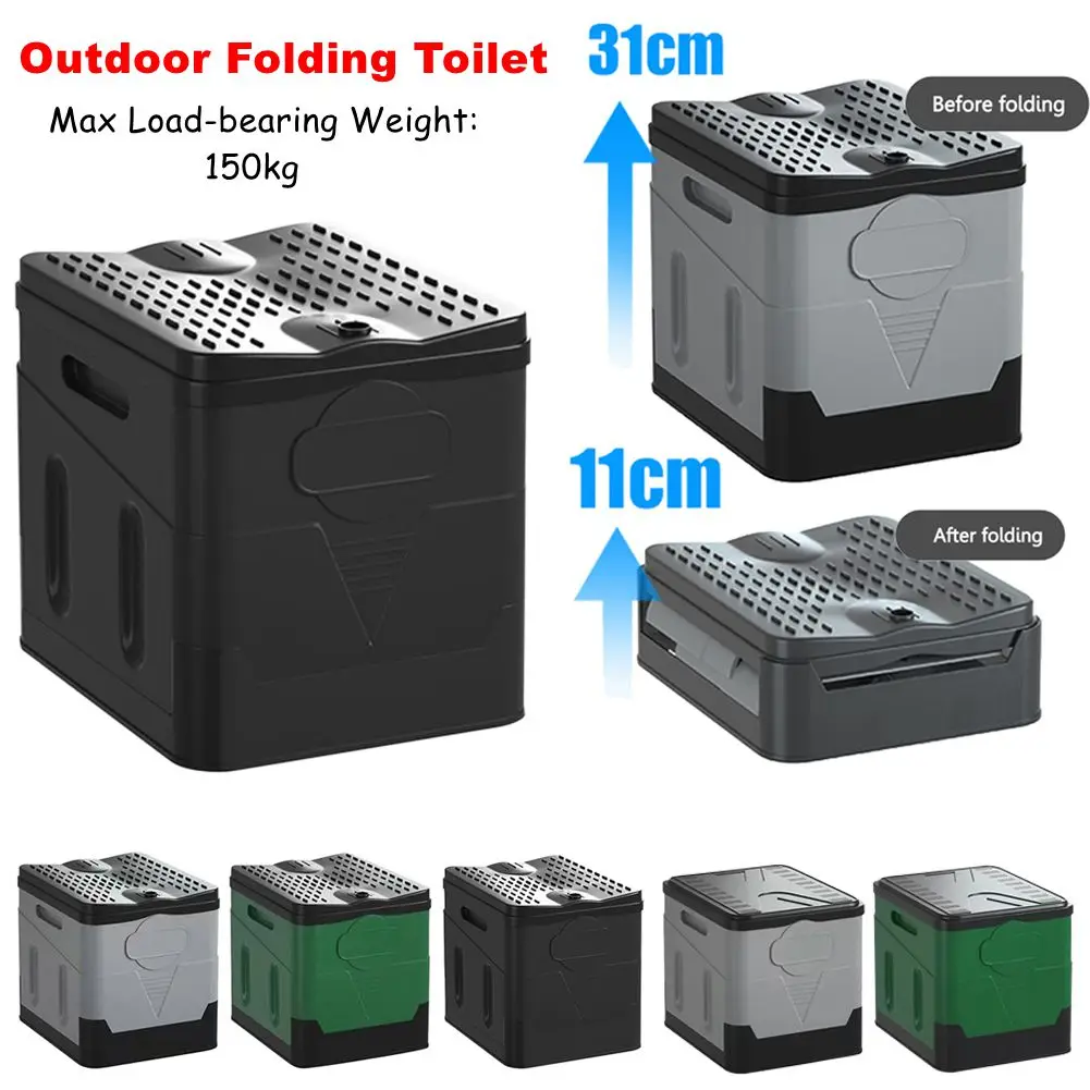 

Outdoor Camping Folding Toilet Strong Bearing Capacity Emergency Self-driving Travel Toilet Multipurpose Portable Storage Bin