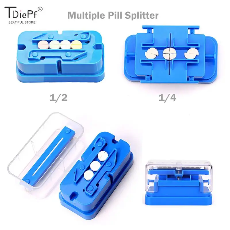 

Multiple Pill Splitter Stainless Steel Blade Quartering 1/4 1/2 Pill Cutter for Round Oblong Pills Tablet Cutter Splitter Blue
