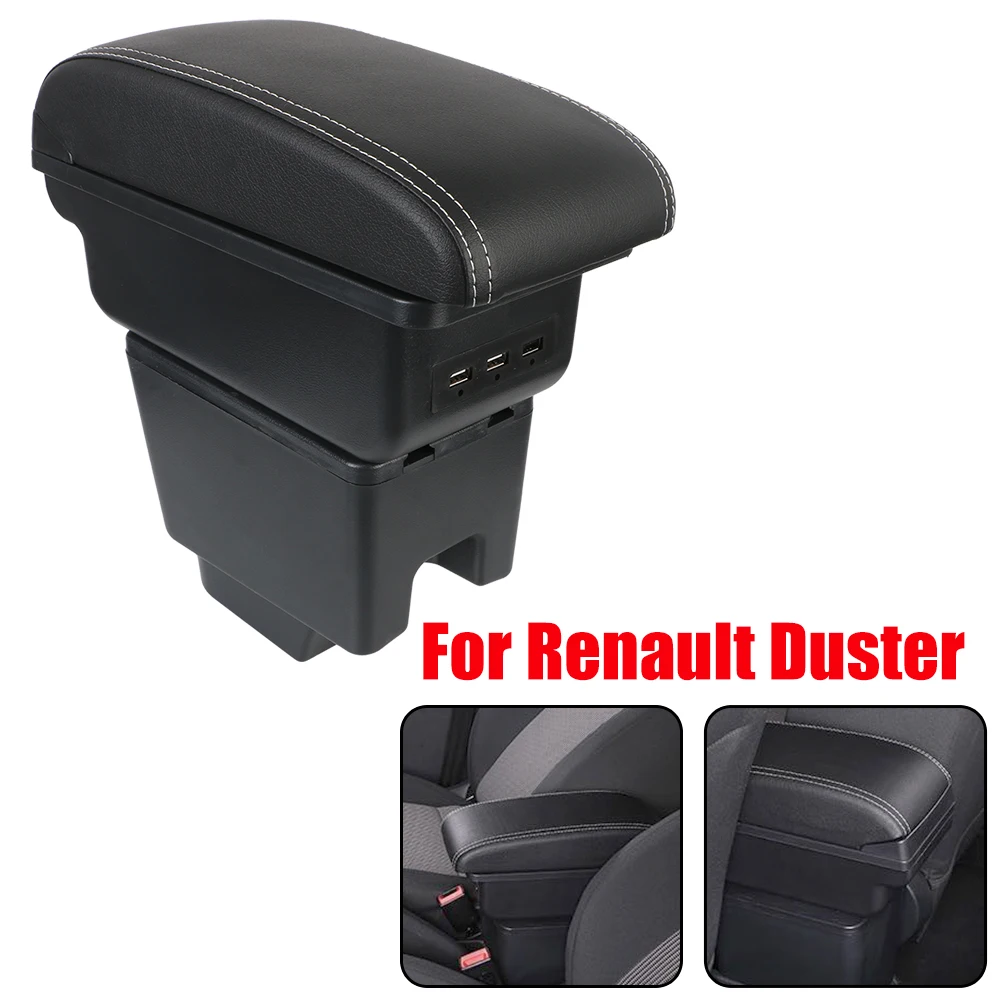 

Car Interior Armrest Case Storage Box Pad USB Chargers Accessories For Renault Kaptur RU Oroch Dacia Duster Nissan Terrano 3