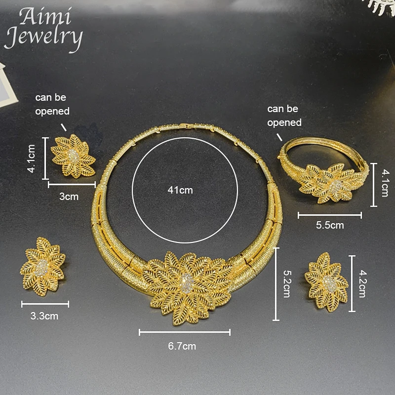 Роскошный комплект ювелирных изделий из 24-каратного золота женское ожерелье