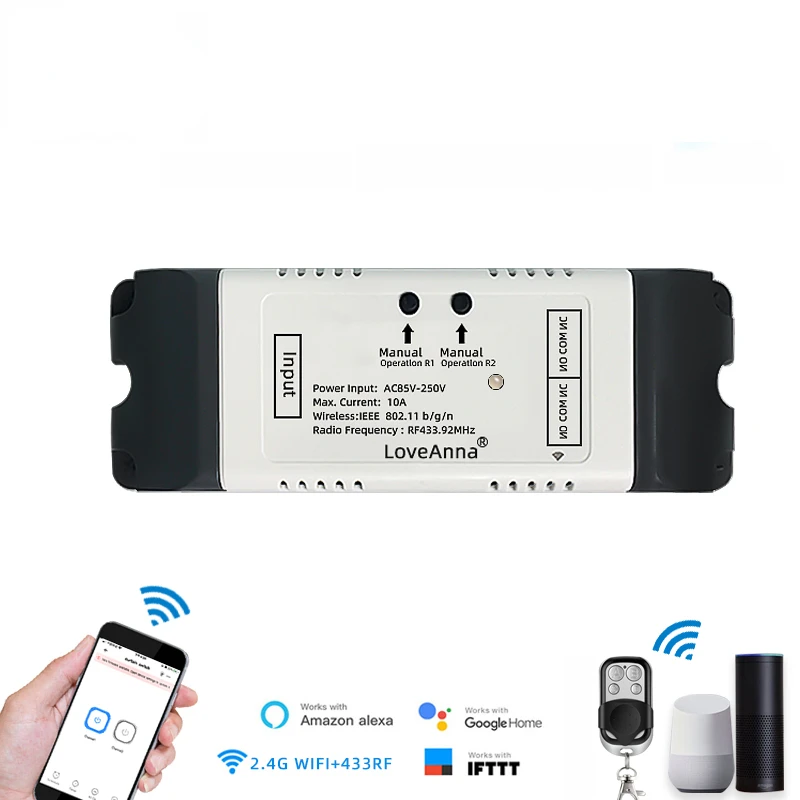 

eWeLink Smart Rolling Door Switch,2 4 Channel Wifi Relay,DC 12V 24V 32V AC 110V 220V Curtain Motor Inching Self Locking Module