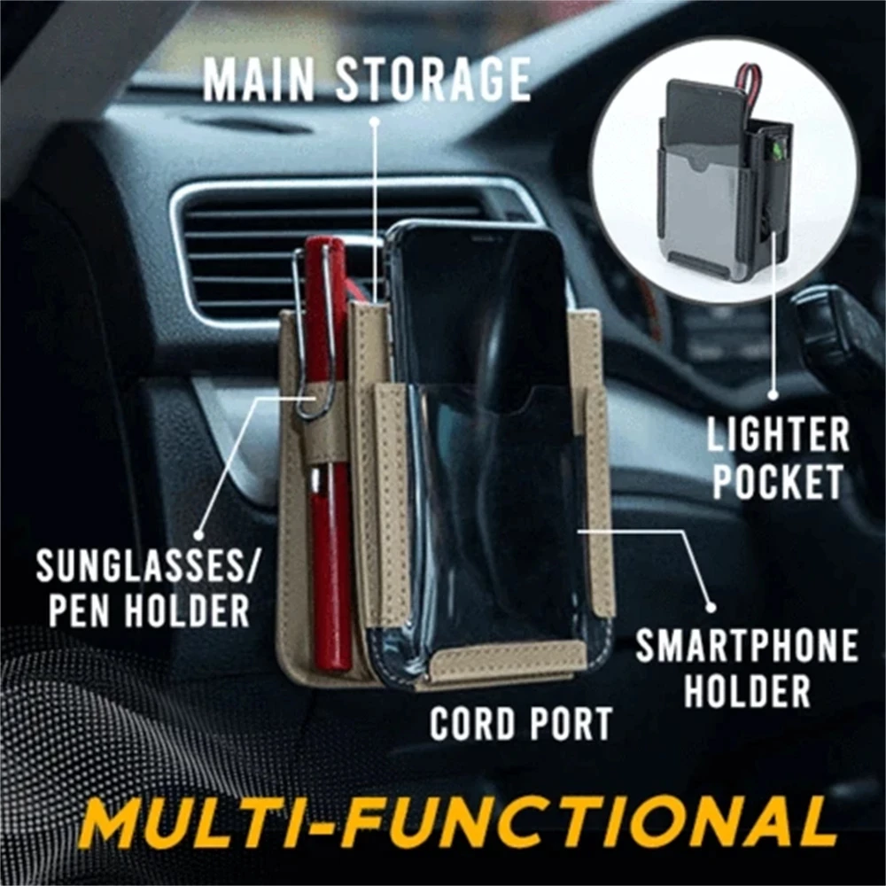 

Multifunctional Car Pocket Air Vent Outlet Phone Mount Holder Hanging Storage Pouch Bag Organizer Tidy Pen Coin Key Card Cas