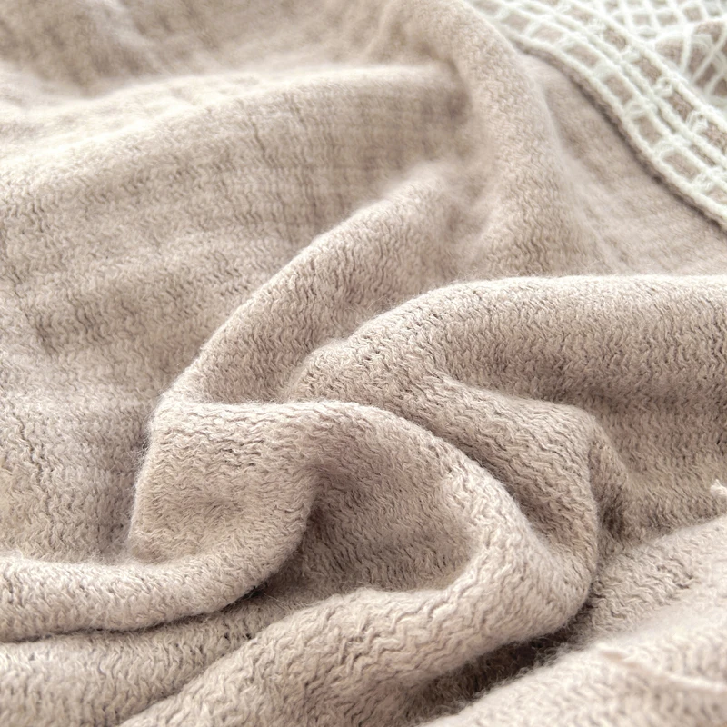 Вязаное одеяло для кровати с Вафельной нитью и кисточкой пикника