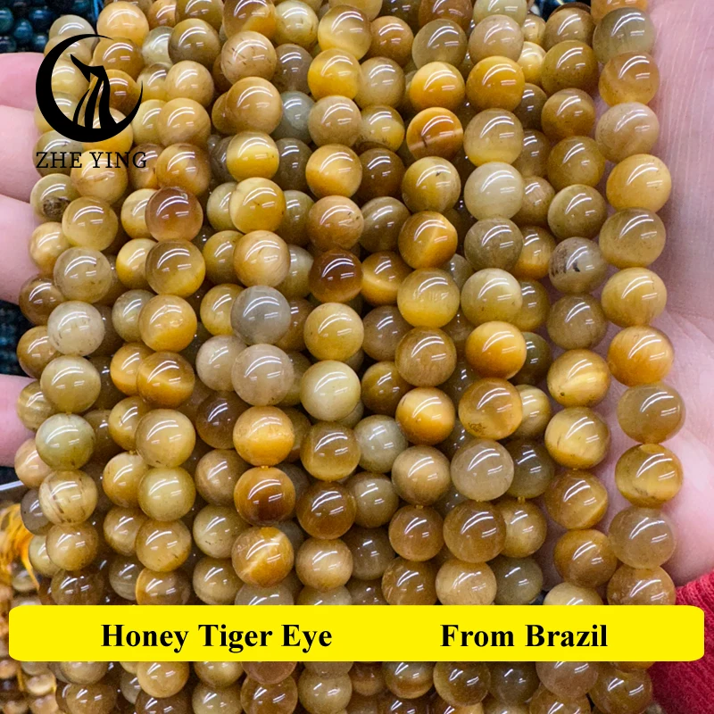 Natural Stone Multicolor Tiger Eye Beads Yellow Rose Round Loose Beads For Making Bracelets Jewelry DIY Accessories 15