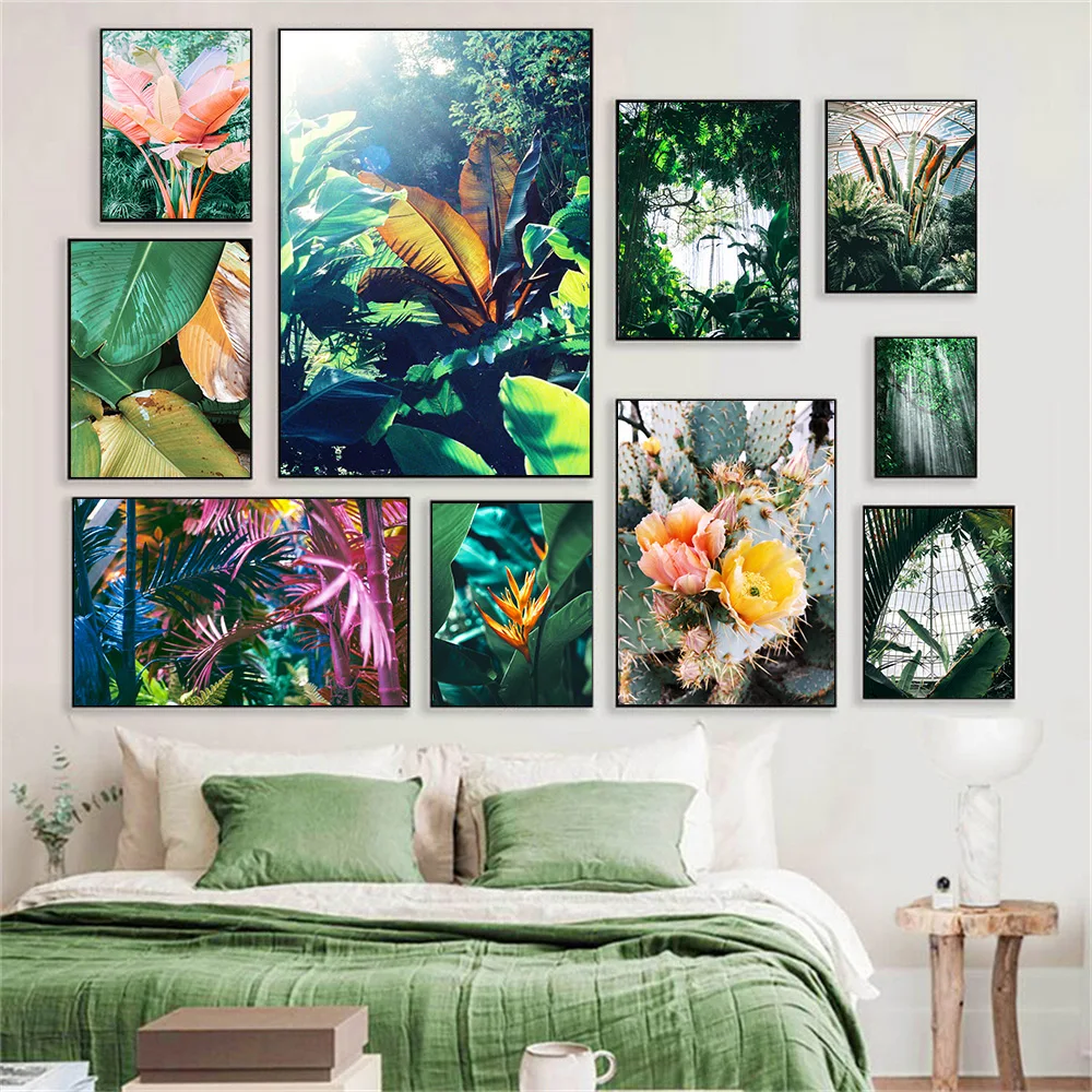 

Jungle Forest Flower Green Leaves Plant Wall Art Canvas Painting Nordic Posters And Prints Wall Pictures For Living Room Decor