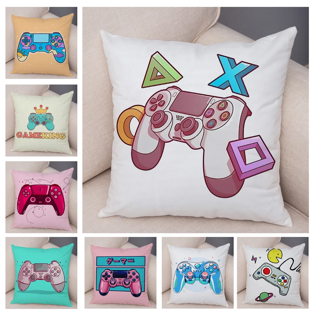 

Мультяшный геймпад, наволочка для детской комнаты, дивана, домашнего автомобиля, мягкий плюшевый декор, игровой плеер, подушка, чехол, Подар...