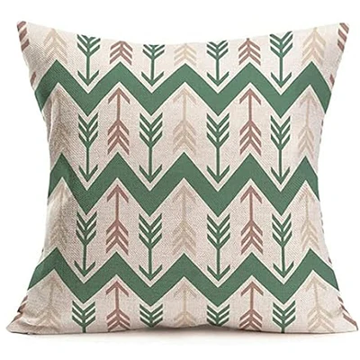 Льняная наволочка домашний зеленый геометрический волнистый дизайн стрелы