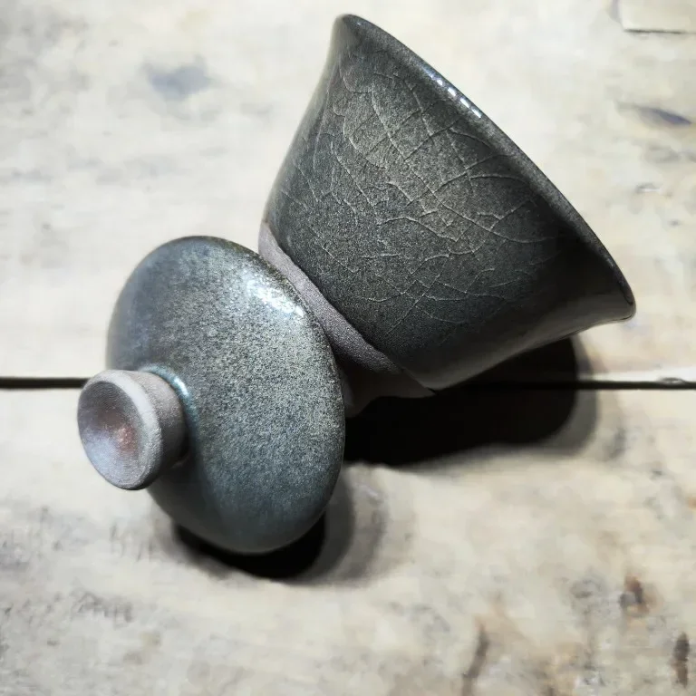 Chai Lid Bowl 2 Хао Серые моллюски 130 мл диаметр 9 Высота Происхождение прямые волосы