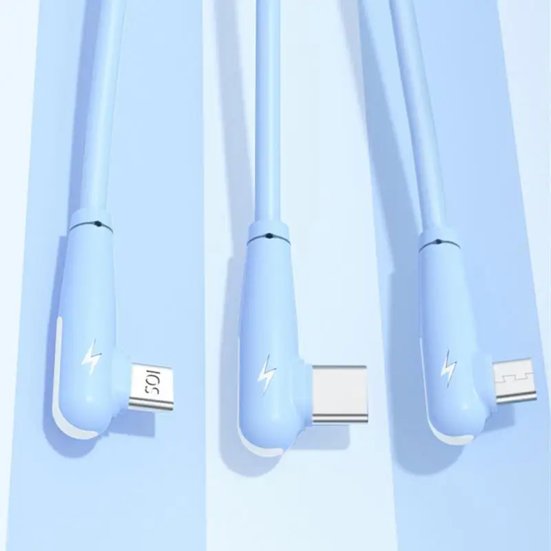 

66W Data Cable 3 In 1 Data Cable Fast Charging Line Liquid Silica Gel Data Wire For Apple Android Type-c Mobile Phone Cables