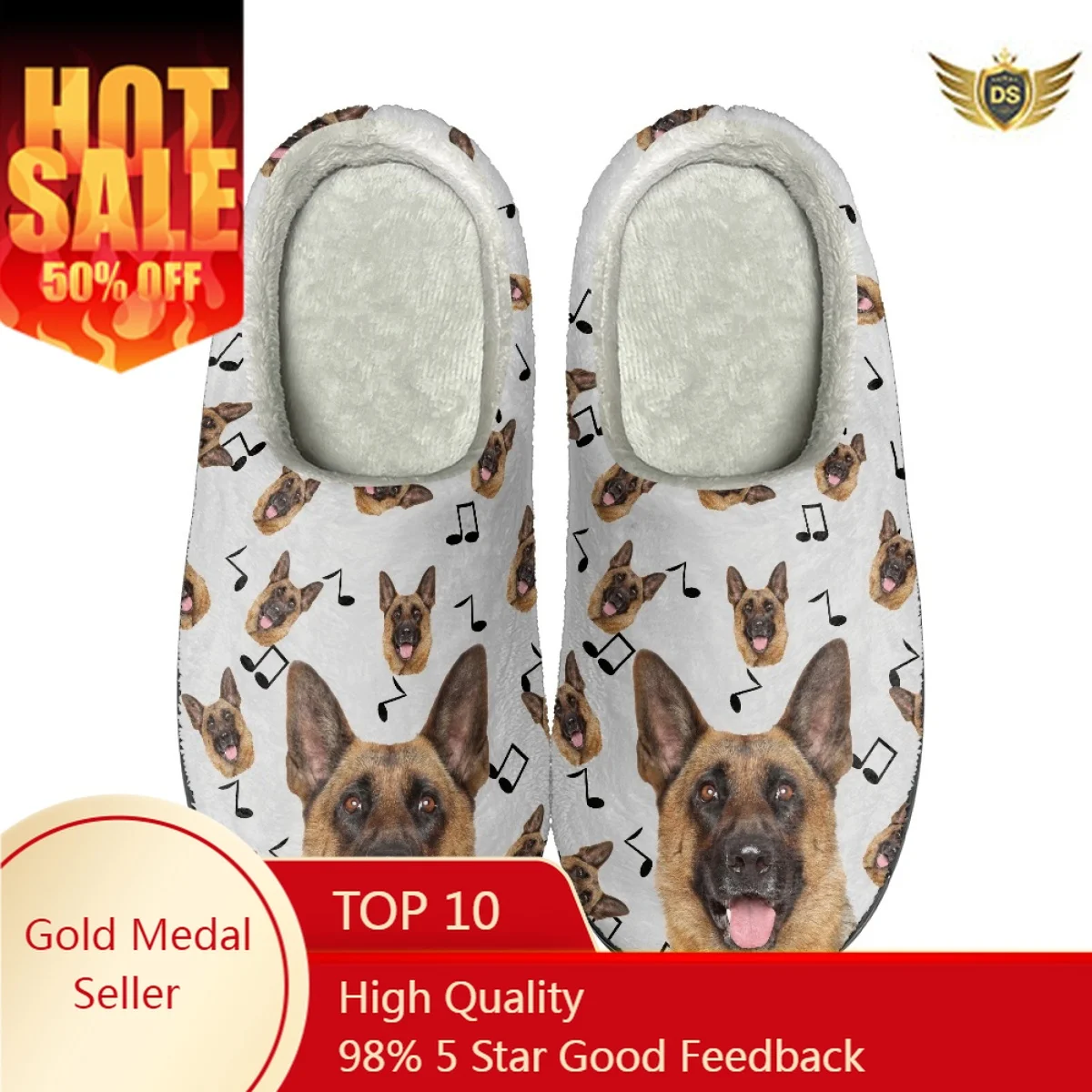 

Music Dog Printed Women's Cotton Slippers Non-slip Warm Floor Shoes Dropshipping Comfortable Casual Lady Slipper Zapatos Planos
