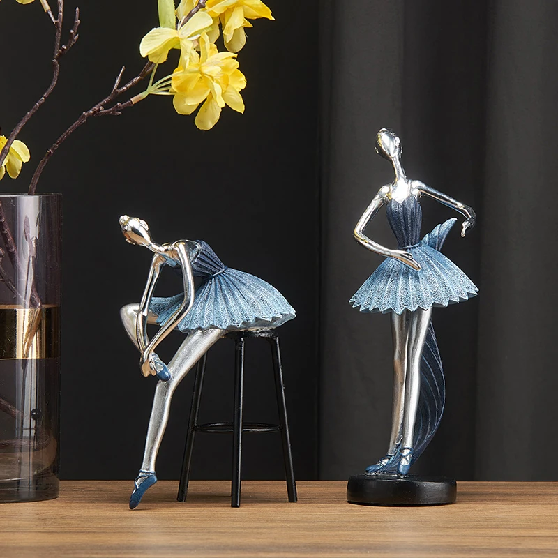 

Ballet Miniatures Figurines Abstract Art Dancer Girl Ornament Statue Ballerina Resin Sculpture Model Home Office Decor Craft