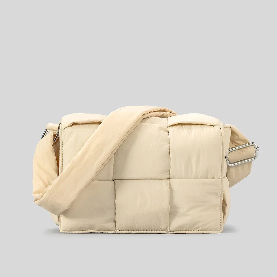 

Fashion Woven Pillow Puffer Bag Designer Padded Women Shoulder Bags Nylon Down Cotton Crossbody Bag Small Flap Female Purse