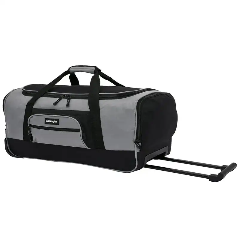 

Highly Durable Gray Rolling Travel Duffel Bag with Smooth-Gliding 22" Wheels and Luxurious Construction.