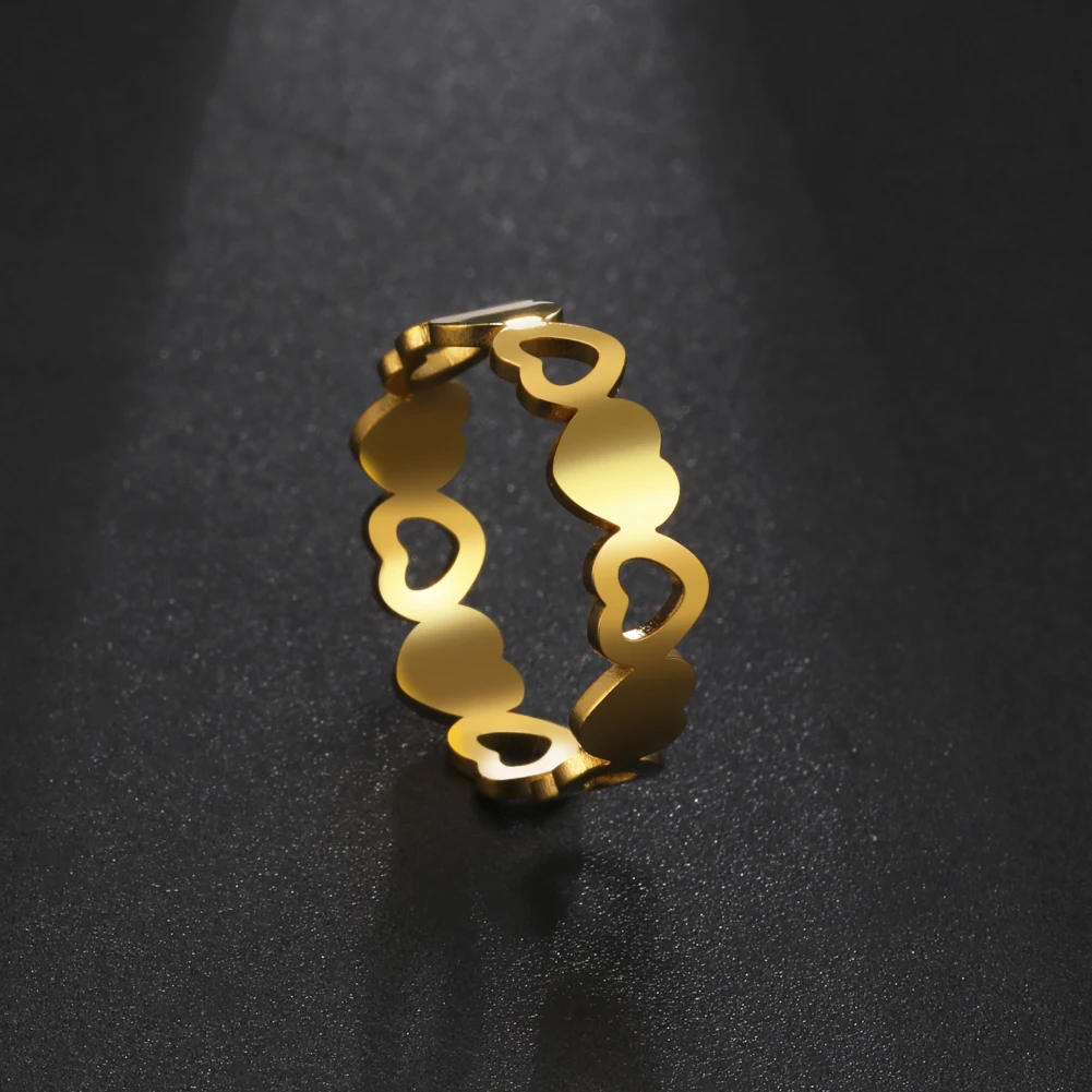 Teamer эстетическое Сердце Открытое кольцо для женщин золотой цвет богемы из