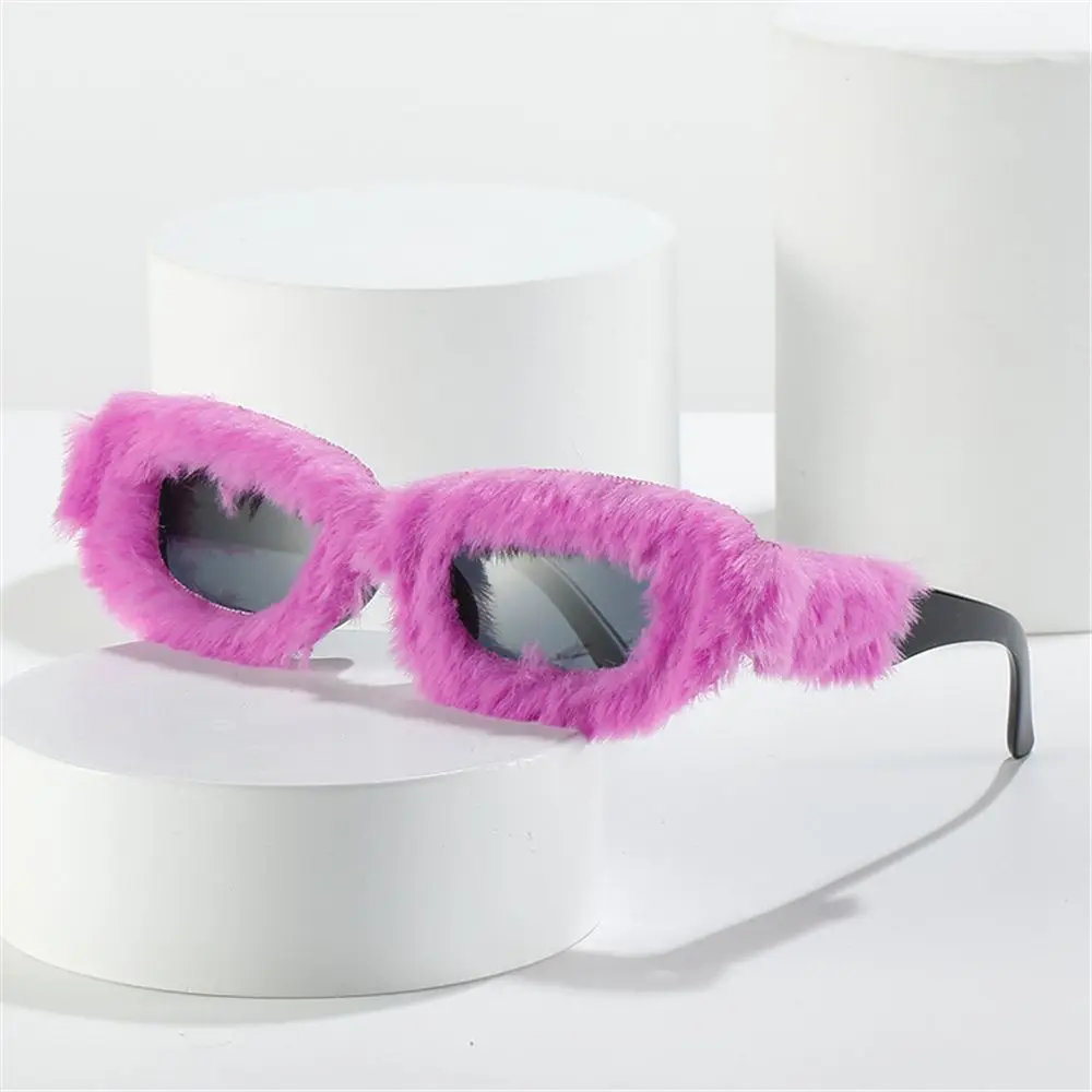 

Handmade Cosplay Plush Glasses Funny Sun Glasses Rectangle Sunglasses Plush Decor Small Frame