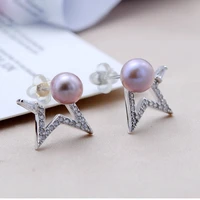 meibapj 100 real 925 sterling silver natural freshwater pearl star stud earrings for women wedding fine jewelry