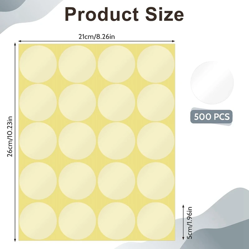 BEAU-500 шт. 2-дюймовые круглые прозрачные наклейки с печатью на конверте вафельные