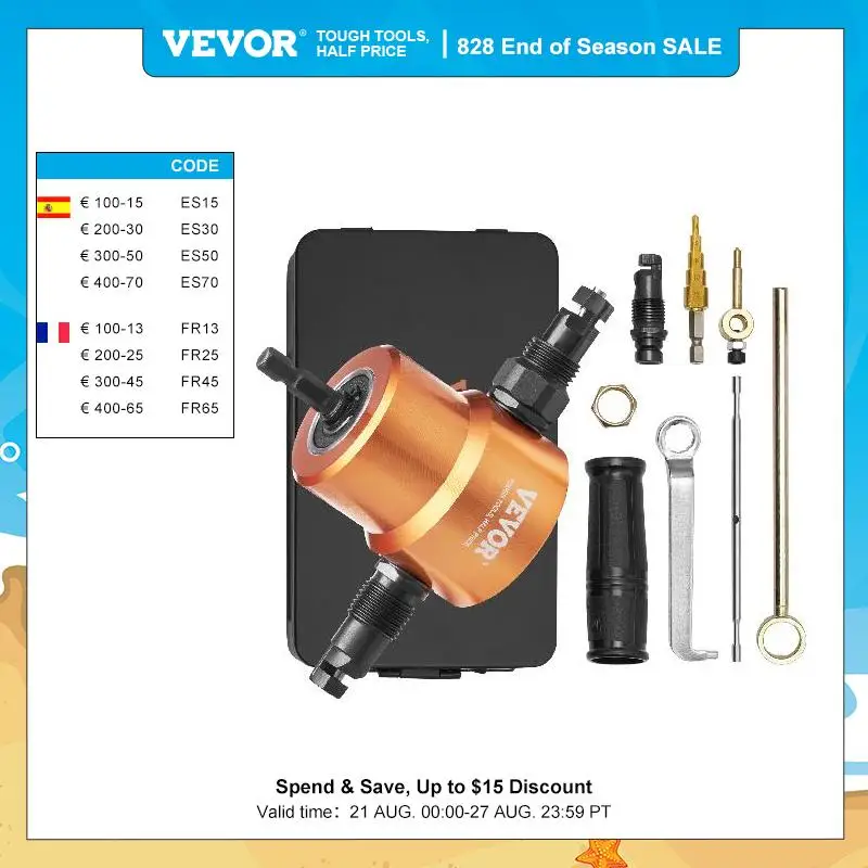VEVOR Double Head Sheet Metal Nibbler Cutter 360 Degree Metal Nibbler Drill Attachment with Extra Punch and Die Cutting Hole