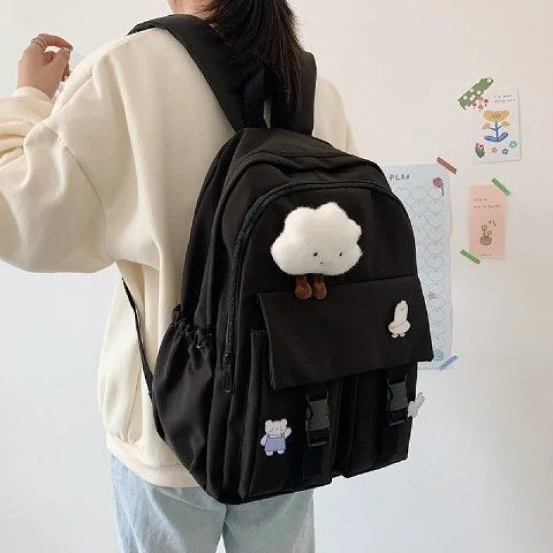 Simple Large Capacity Backpack Youth Schoolbag Men's Multi-functional Backpack Girls' Nylon Backpacks