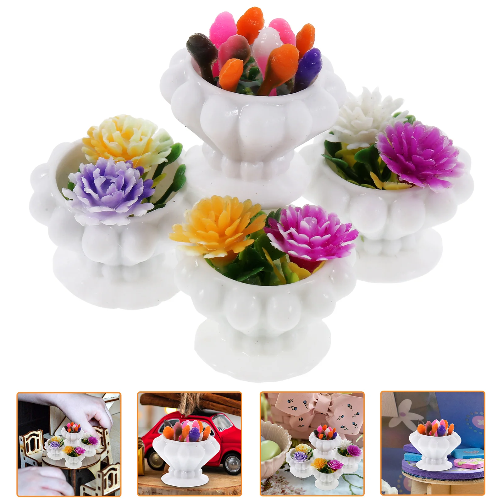 4 шт. растения в горшках миниатюрные украшения крошечная модель бонсай кукольный