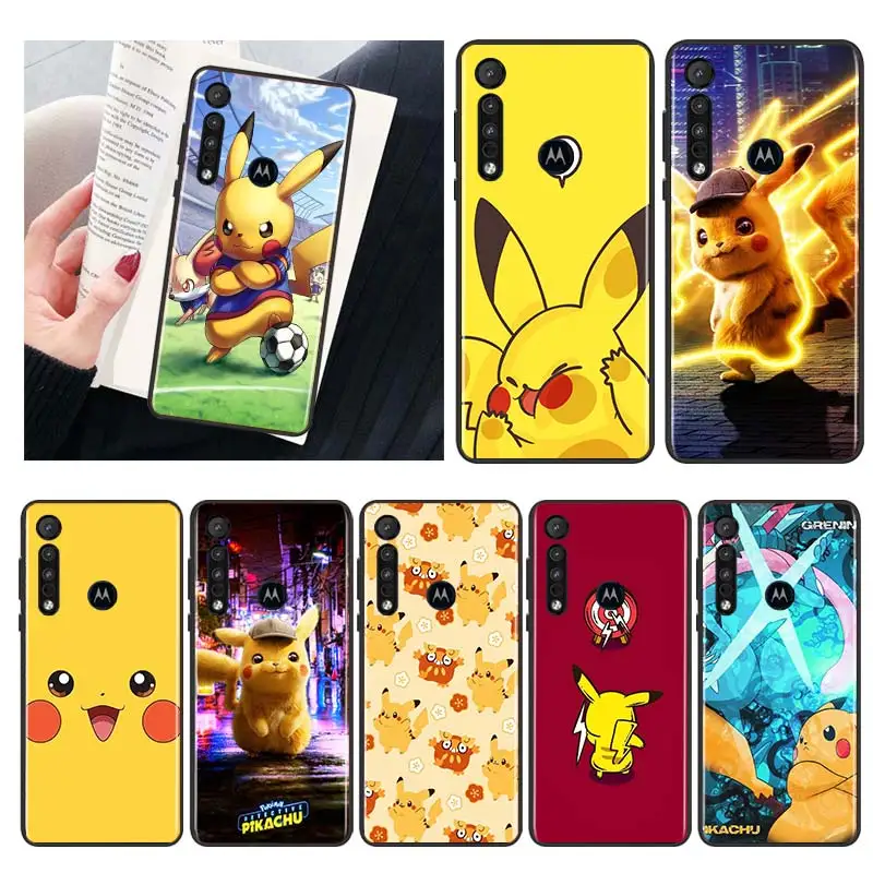 

Pokemon Pikachu Cute For Motorola MOTO G9 G8 E7 E7i E6 Power Edge One Fusion Plus Lite Hyper Marco Black Soft Phone Case
