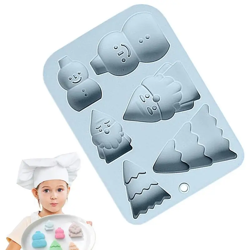 

Christmas Silicone Molds For Baking 6 Cavity Snowman Santa Tree Mold For Baking Creative Molds For DIY Aromatherapy Candles Soap
