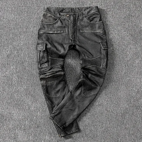 

Vintage Mens Pants Real Cowhide Leather Pants Men Motorcycle Trousers Plus Size 5xl Spring Autumn 2023 Pantalon Cuir 91LW