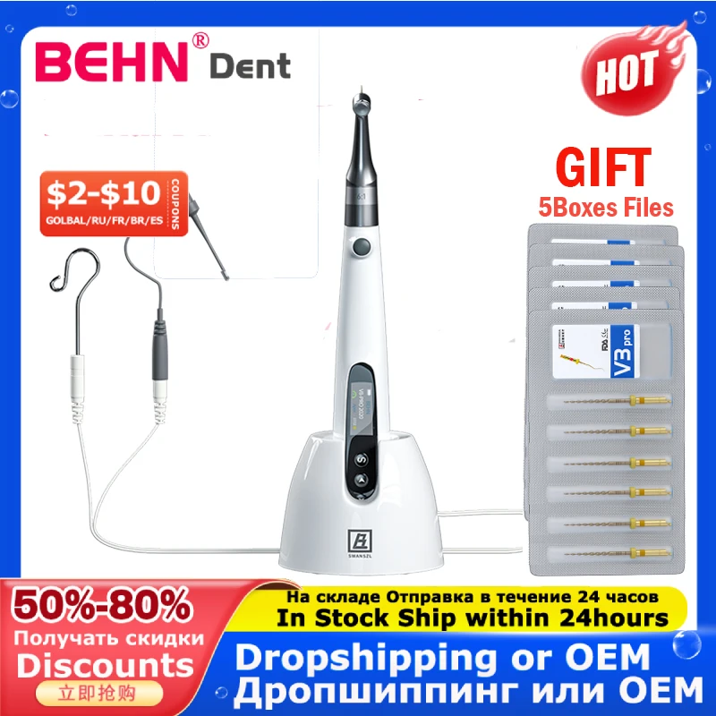 

EndoMotor Dental Equipment Wireless Endo Motor with Built in Apex Locator + Root Canal Rotary Files Endodontic Dentistry Tools