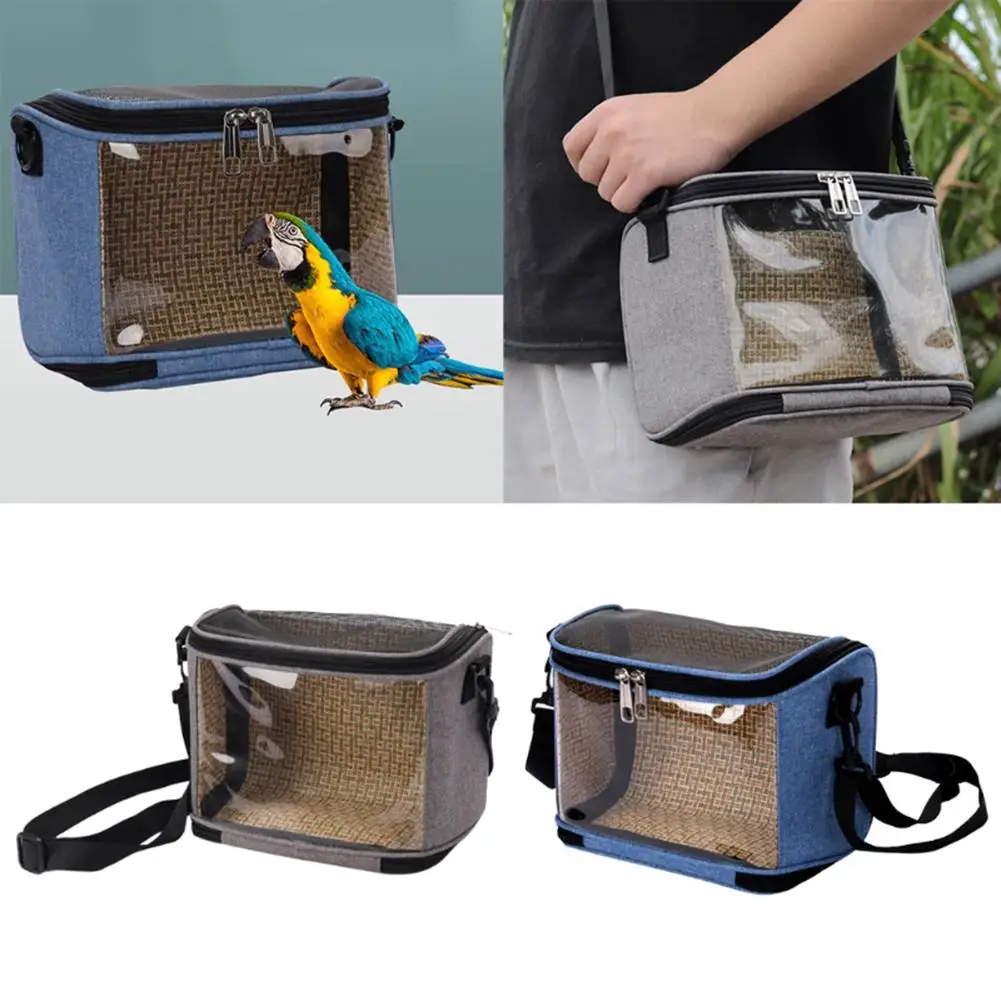 

Parrot Carrying Cage Mesh Top Portable Lightweight Transparent Outing Travel Carrier Case Bird Supplies