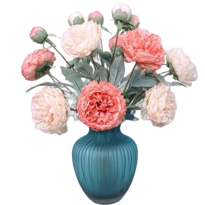 

Пион из искусственного длинного стержня с обжимными краями (3 головки/штука), имитация пиона длиной 27 дюймов, Melaleuc Peonia для центрального украшения свадьбы