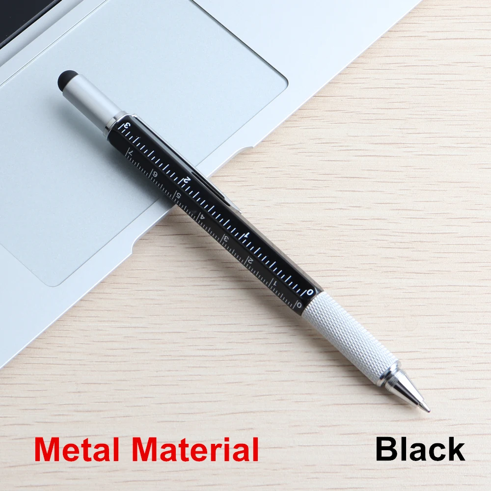 

Многофункциональная Ручка GENKKY, полностью металлический инструмент, шариковые ручки, отвертка, линейка, спиртовой уровень, многофункциональные ручки для школы, дома и офиса