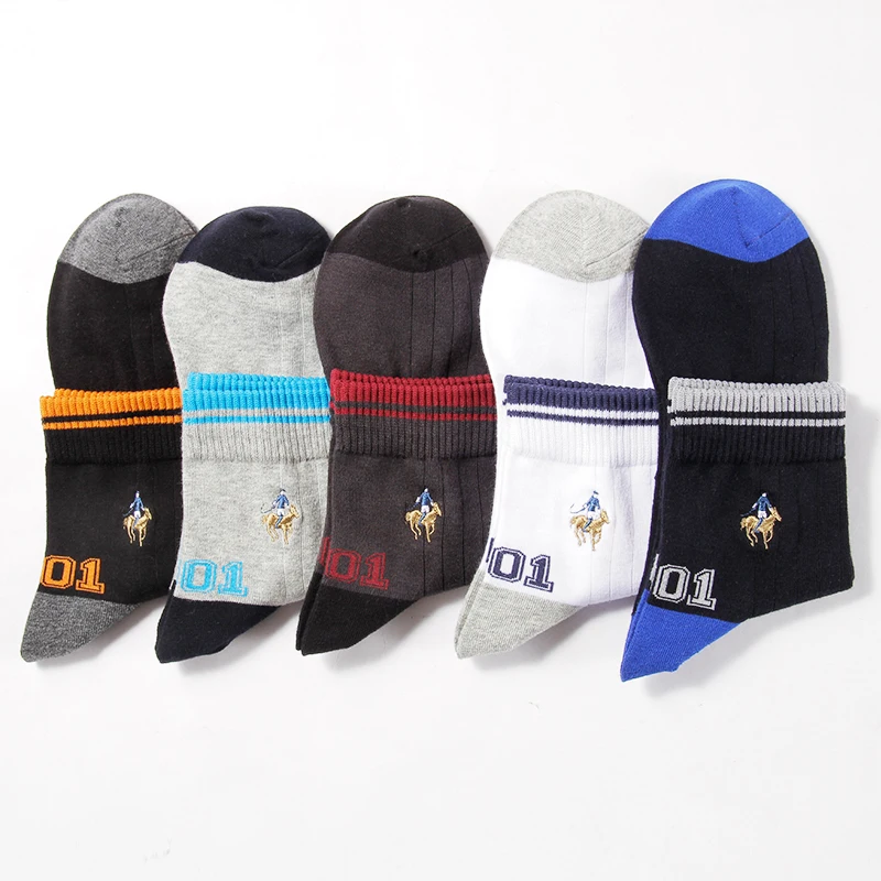 New men's pure cotton medium tube socks deodorant all cotton solid color socks boys' Sports digital trend sweat absorbing socks