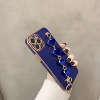 wristband bracelet hand holder cover for iphone 13 12 11 pro max plating case heart chain cases for iphone 7 8 plus xr xs max x