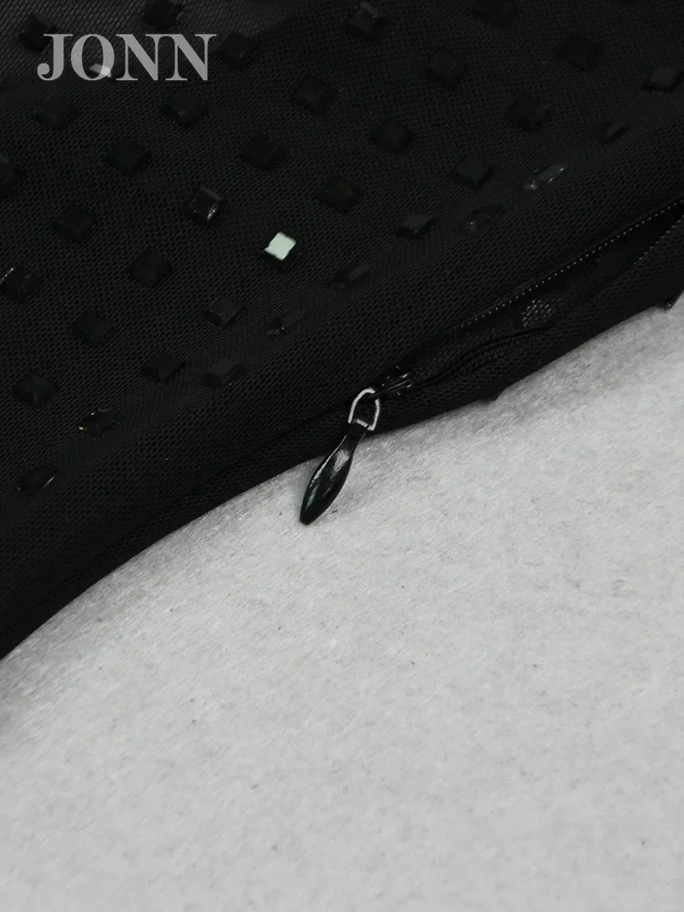 JONN сексуальное прозрачное черное сетчатое платье с открытой спиной женское