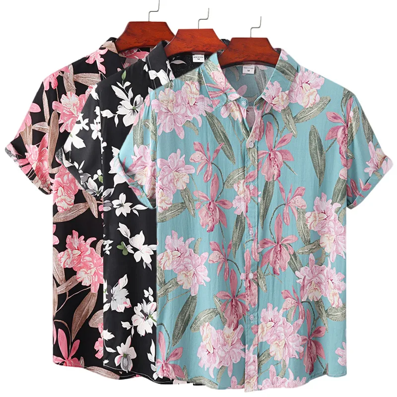 

Hawaiian Men's Shirt Summer Beach Casual 3d Sunflower Print Crop Top Outdoor Fashion Loose Oversized Clothes Street Tees for Men