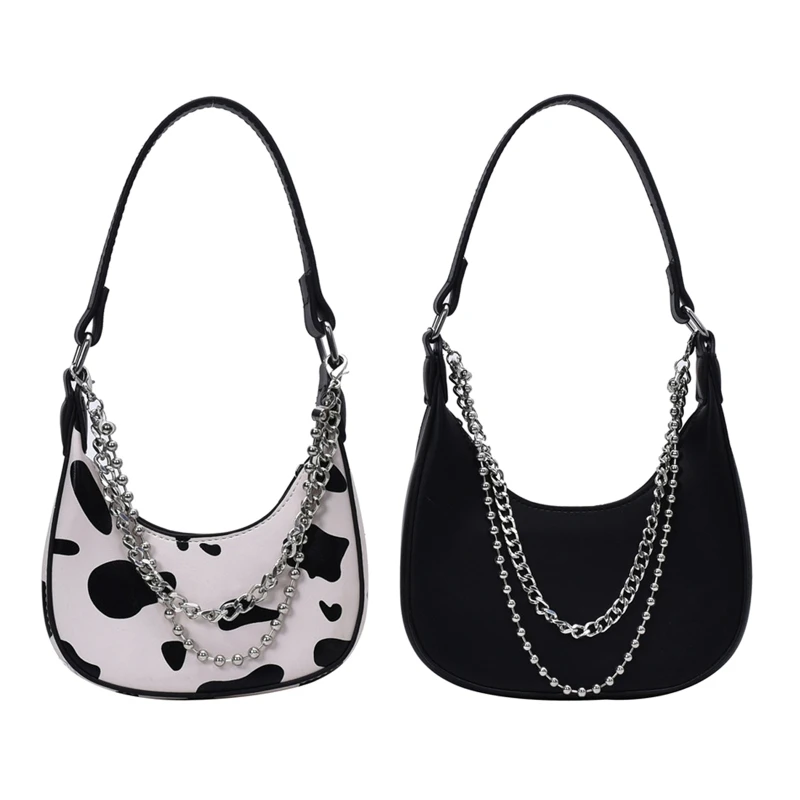 

Women Cow Print Shoulder Bag Clutch Purse Female PU Leather Underarm Handbag Satchel Zipper Tote Bag Fashionable Shopping Purse