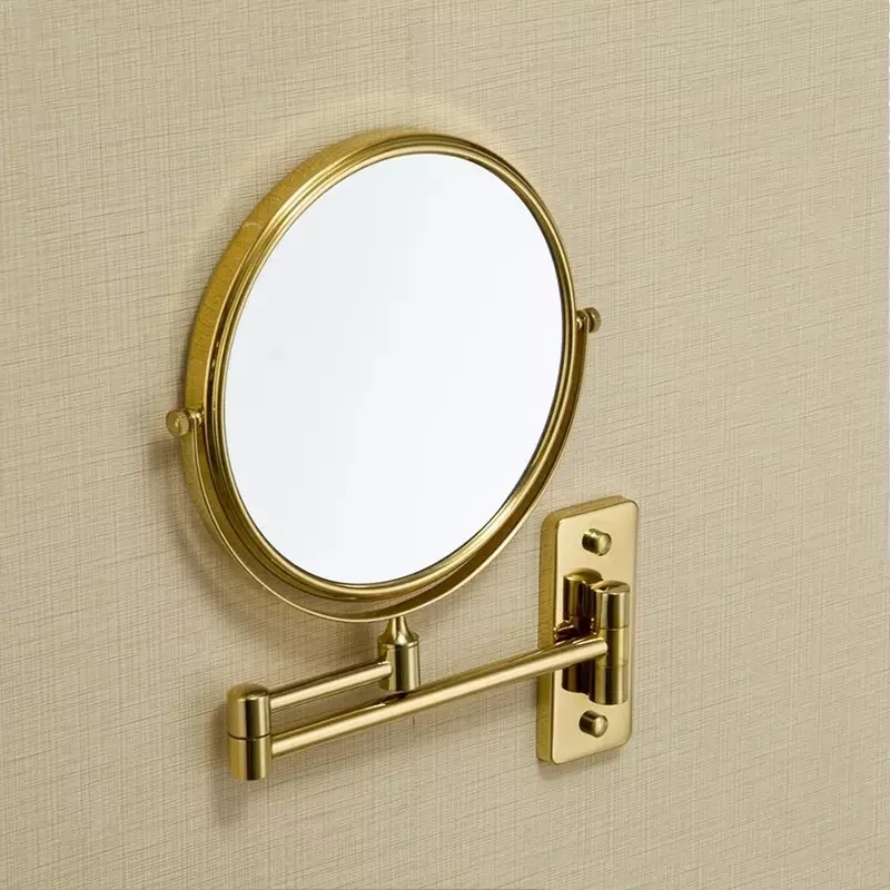 

8 Inches Makeup Mirror Gold/Silver Brass Bathroom Mirrors 3 X Magnifying Mirror Folding Shave Wall Mount 360 Rotate Round Mirror