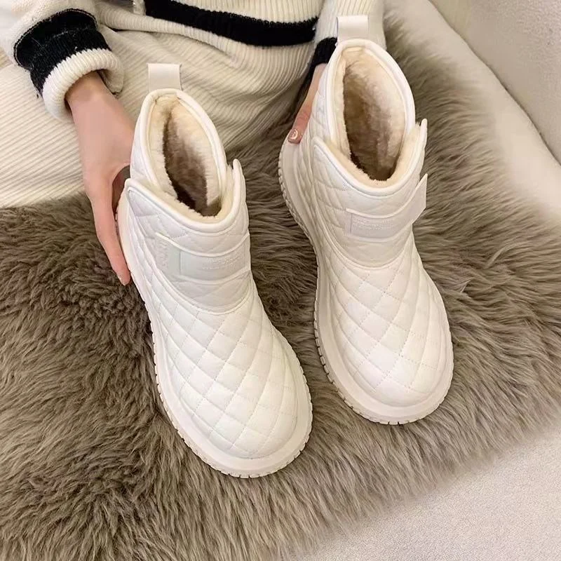 New Woman Shoes Non-Slip Snow Boots Women The Bottom Warm with Velvet Short Lattice Luxury Designer Booties  platform shoes