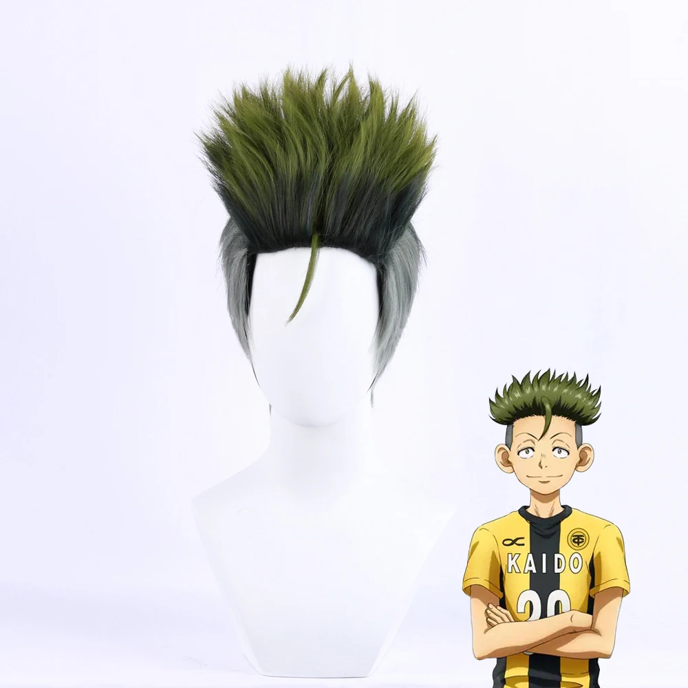 

Eisaku Keiji Wig Anime Ao Ashi Cosplay Green Short Curly Short Hair Halloween Man Woman Role Play Wig