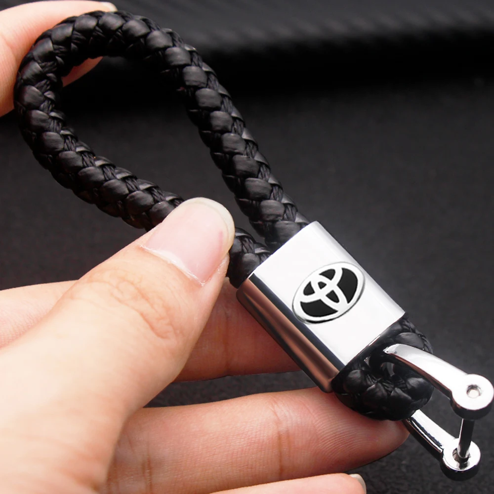 

Wholesale Price PU Leather Braided Woven Rope Keychain DIY Bag Pendant Key Chain Holder Car For Toyota Corolla E150 E120 Land