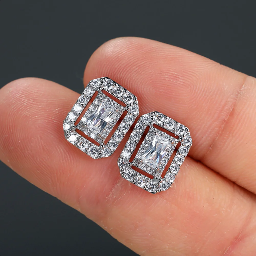 

CAOSHI стильные прямоугольные циркониевые серьги-гвоздики Женские Модные Современные стильные аксессуары для помолвки модные ювелирные изде...