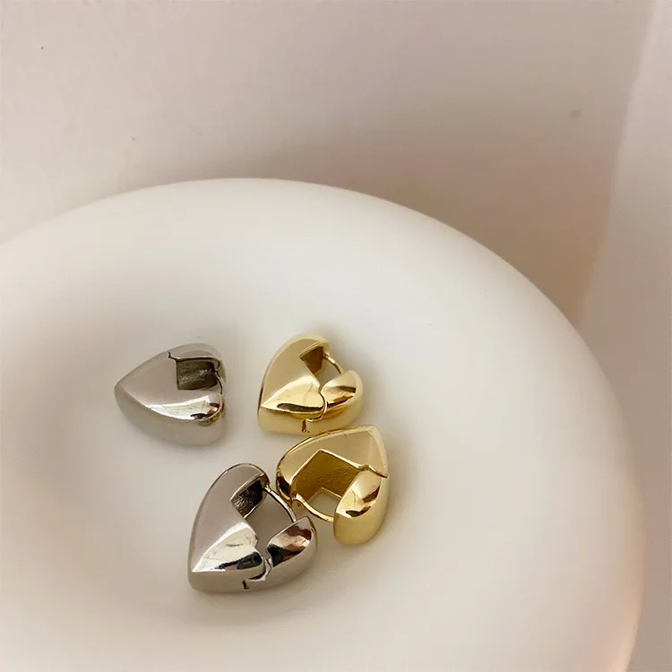 

New 2021 Gold Silver Color Earring For Women Mixed Solid Heart Earrings Street Style Korean Fashion Jewelry