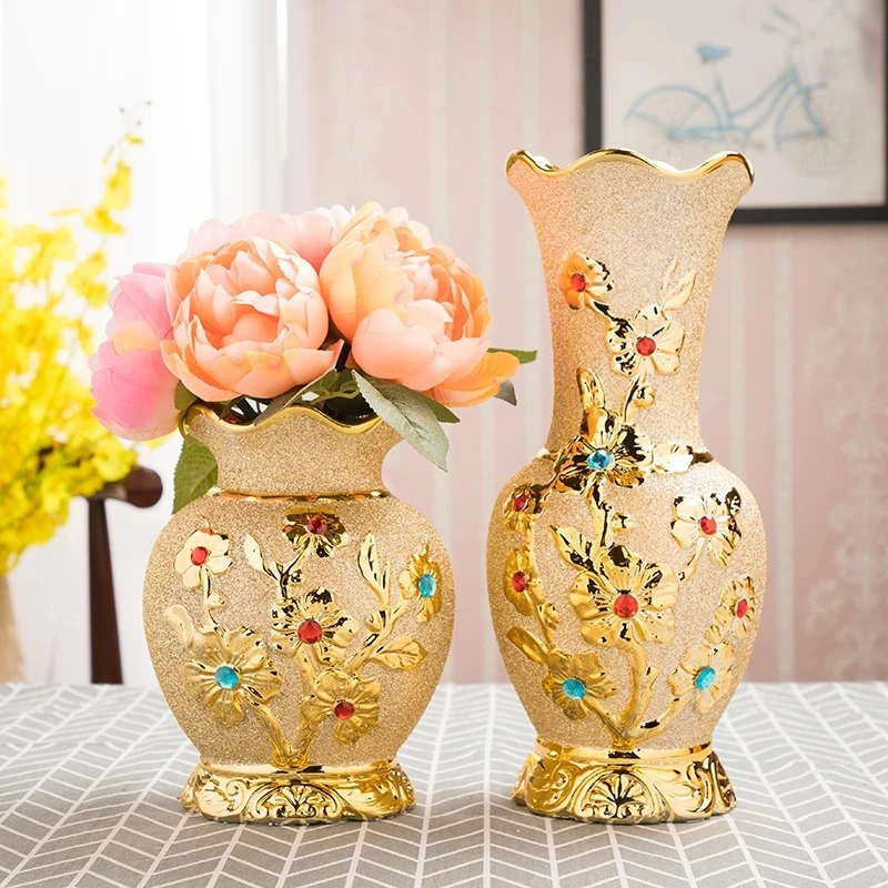 

Европейская Золотая керамическая ваза, домашний декор, креативный дизайн, фарфоровая декоративная ваза для цветов, свадебное украшение