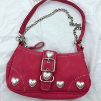 japanese harajuku vintage female shoulder bag 2022 rose red heart goth lolita bag women handbags mobile phone pouch purse