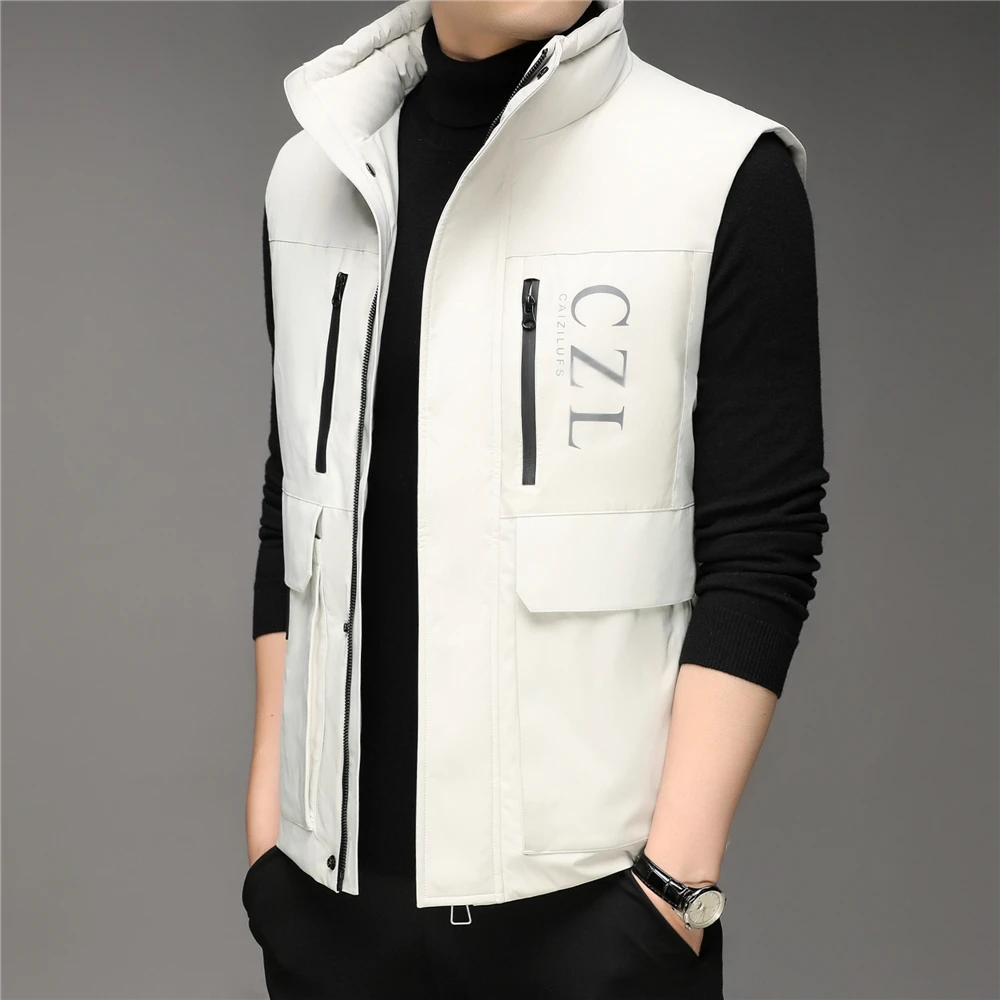 COODRONY 90% White Duck Down Vest Men Clothing Winter New Arrival Parkas Big Pocket Zipper Stand Collar Sleeveless Jackets Z8188
