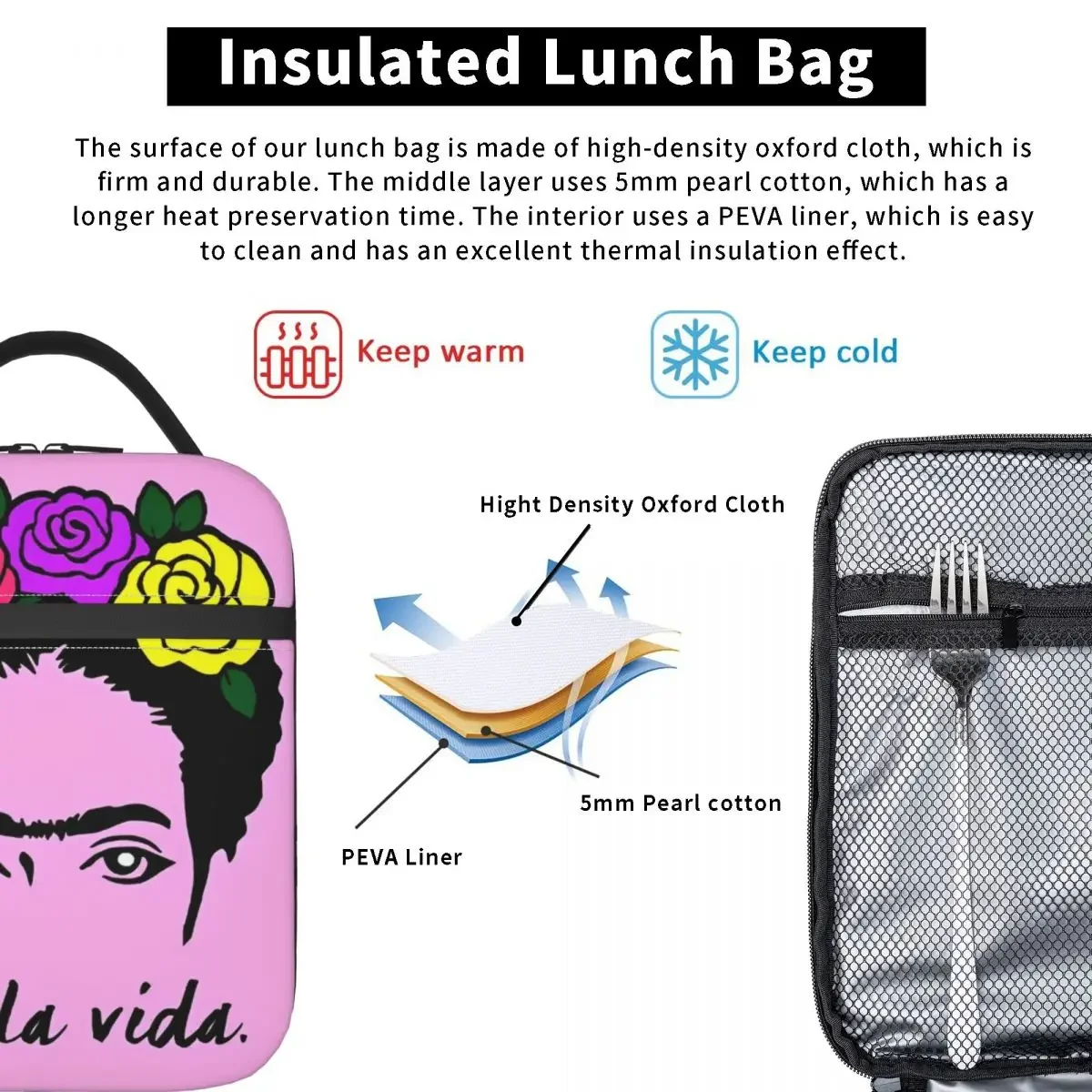 Fridas Kahlos Viva La Vida термоизолированные сумки для обеда путешествий портативные