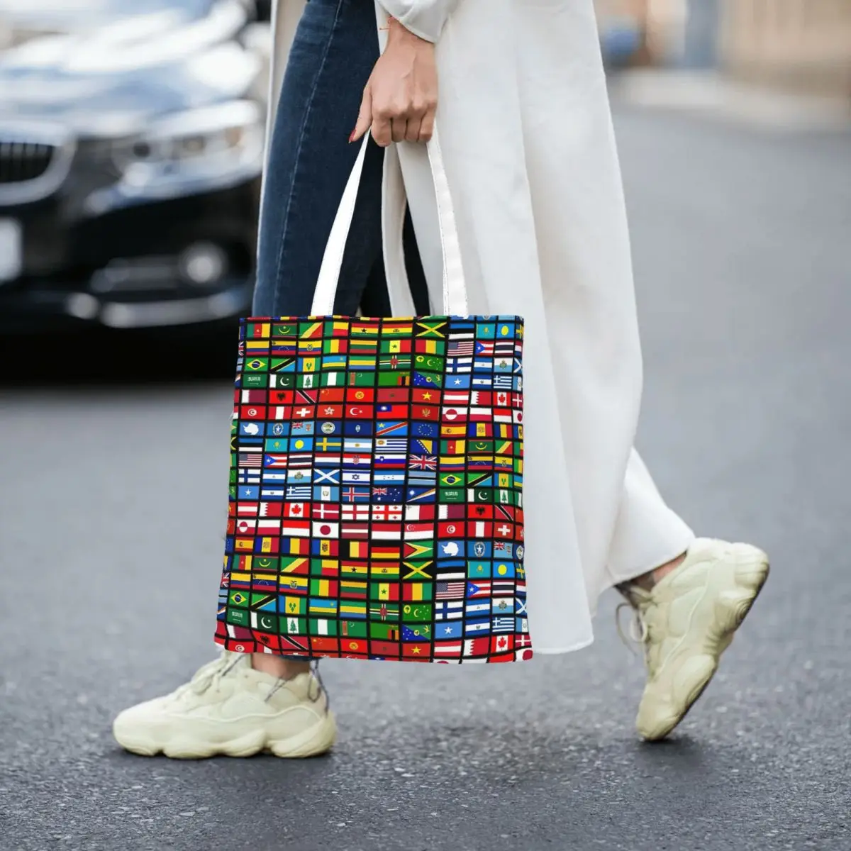 

Flags Of The Countries Of The World, International Women Canvas Handbag Shopper Bag Tote Bag withSmall Shoulder Bag