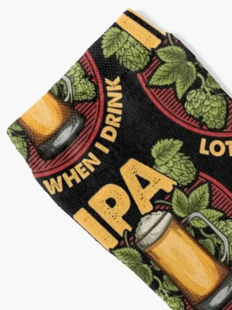 Фото IPA Lot When I Drink Funny Beer Drinker's Pun Носки спортивные крутые короткие мужские носки на заказ Роскошные женские №2