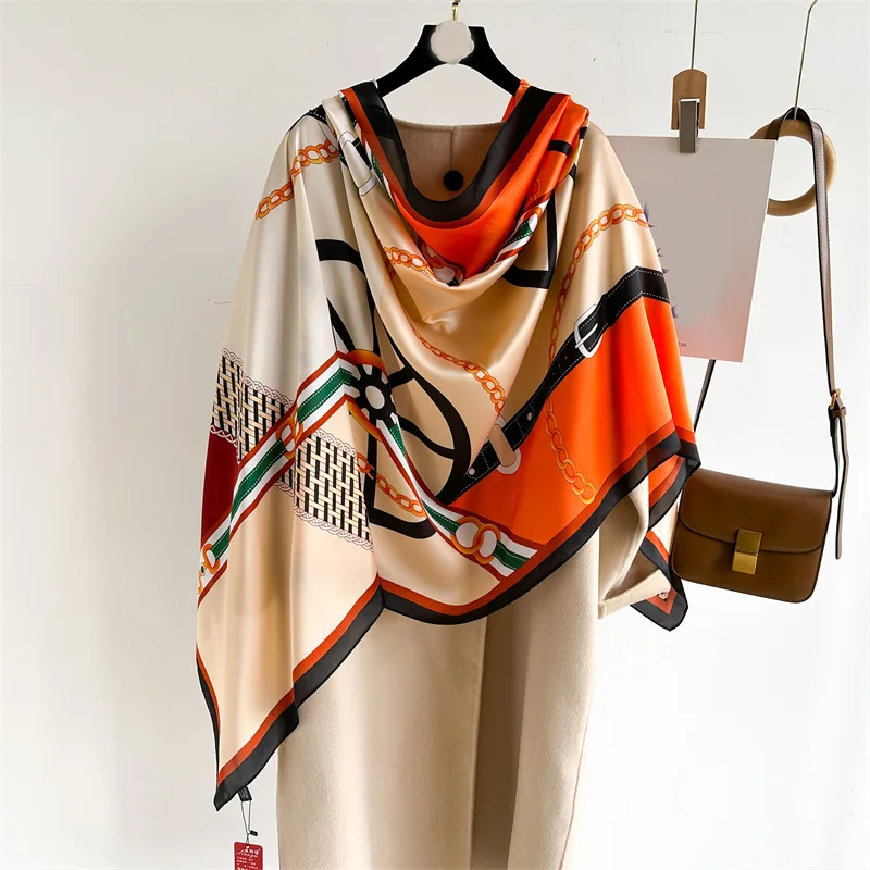 Элегантный Женский Мягкий Шарф Большого Размера 180*90 См BANDANA Шелковая Шаль С